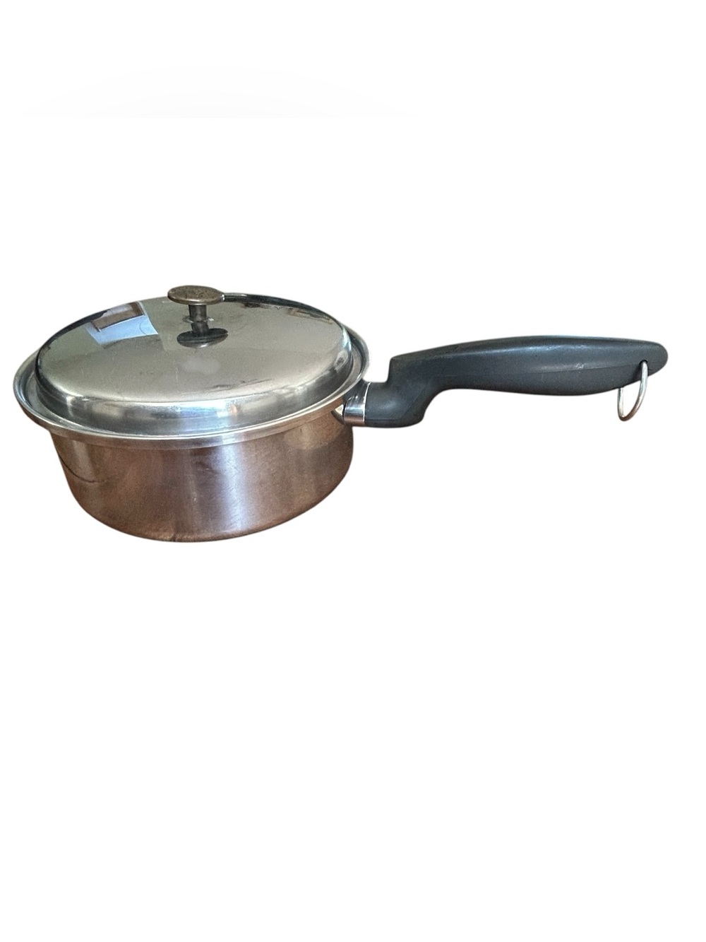 Vintage De Luxe Permanent Stainless Steel 2 Qt Saucepan‎ Pot W Lid Black Handle